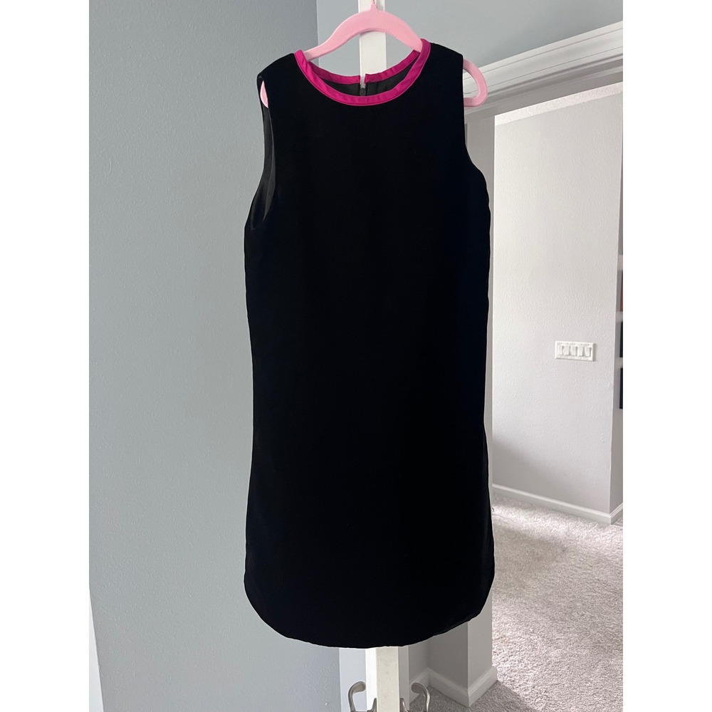 Susanne Lively Designs Girls Black Velvet A-line Fuscia Trim Sleeveless Shift 12